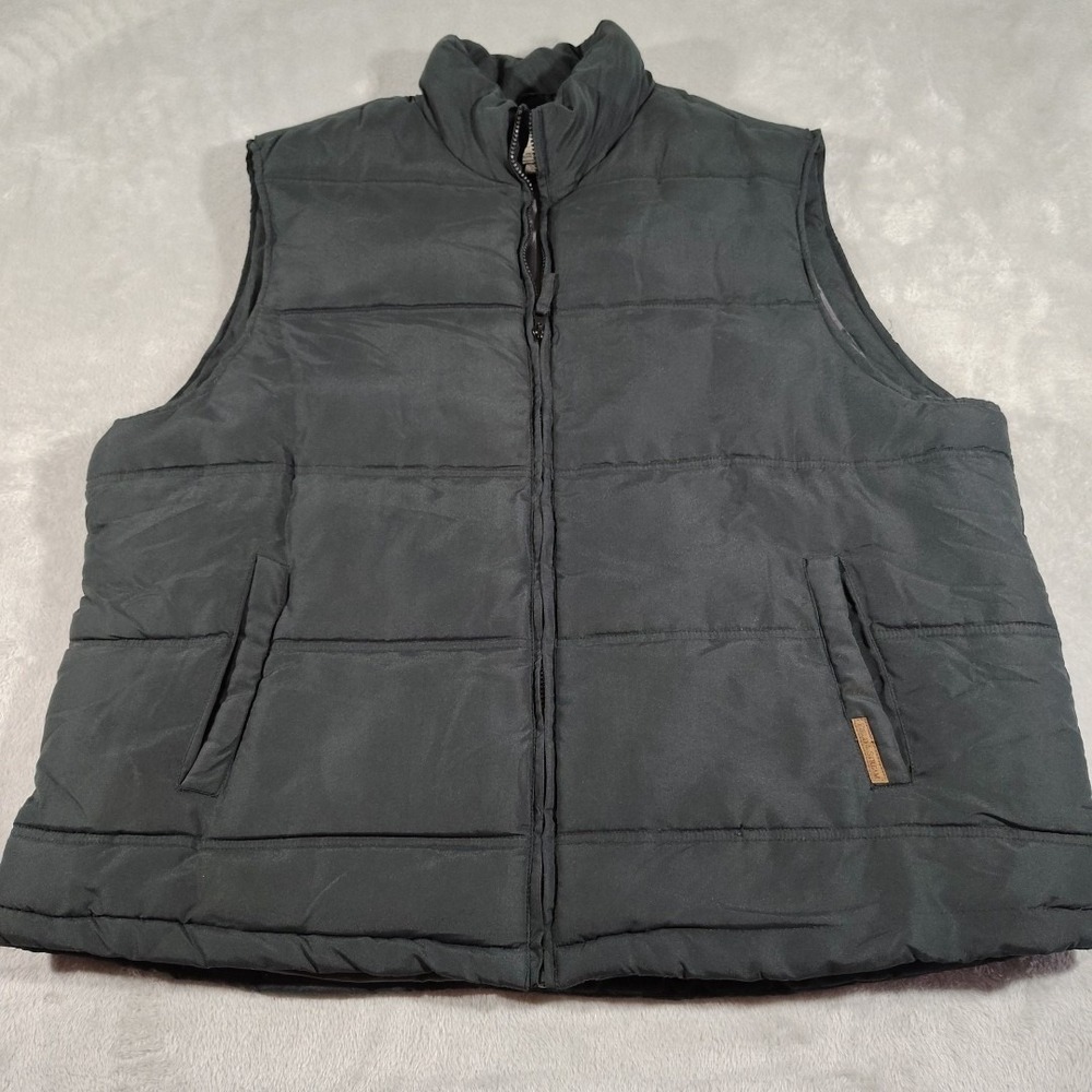 Field & Stream Quilted Vest Jacket Men XXL Black Full Zip Puffy Skiing Sledding